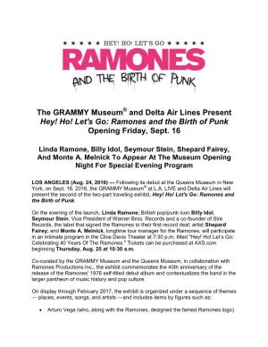 Ho! Let's Go: Ramones and the Birth of Punk Opening Friday, Sept
