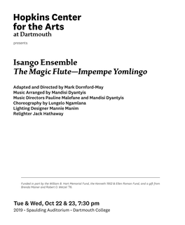 Isango Ensemble the Magic Flute—Impempe Yomlingo