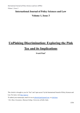 Unpinking Discrimination: Exploring the Pink Tax and Its Implications