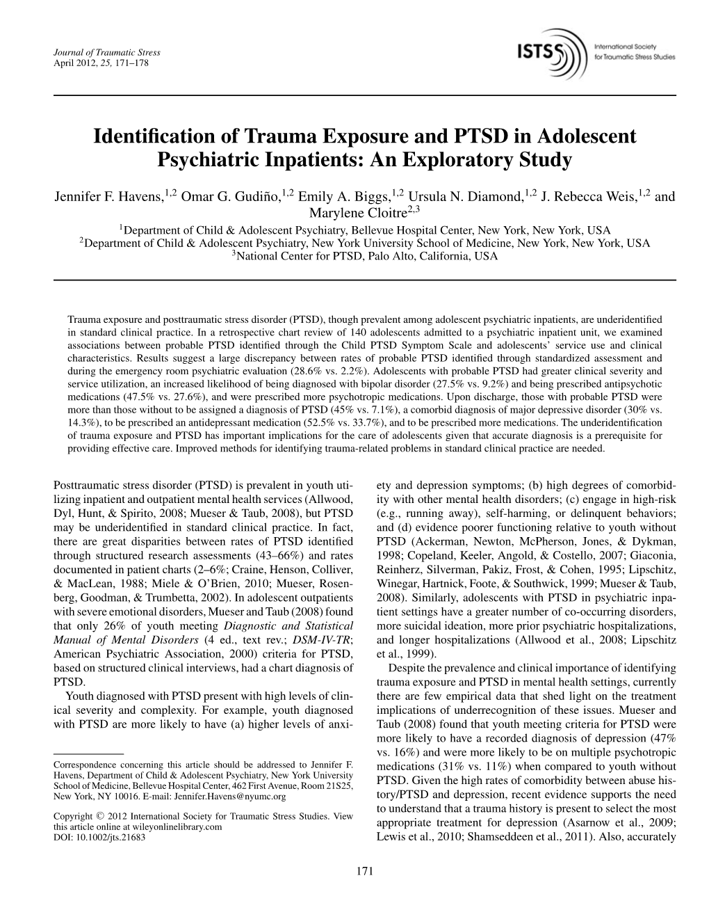Identification of Trauma Exposure and PTSD In