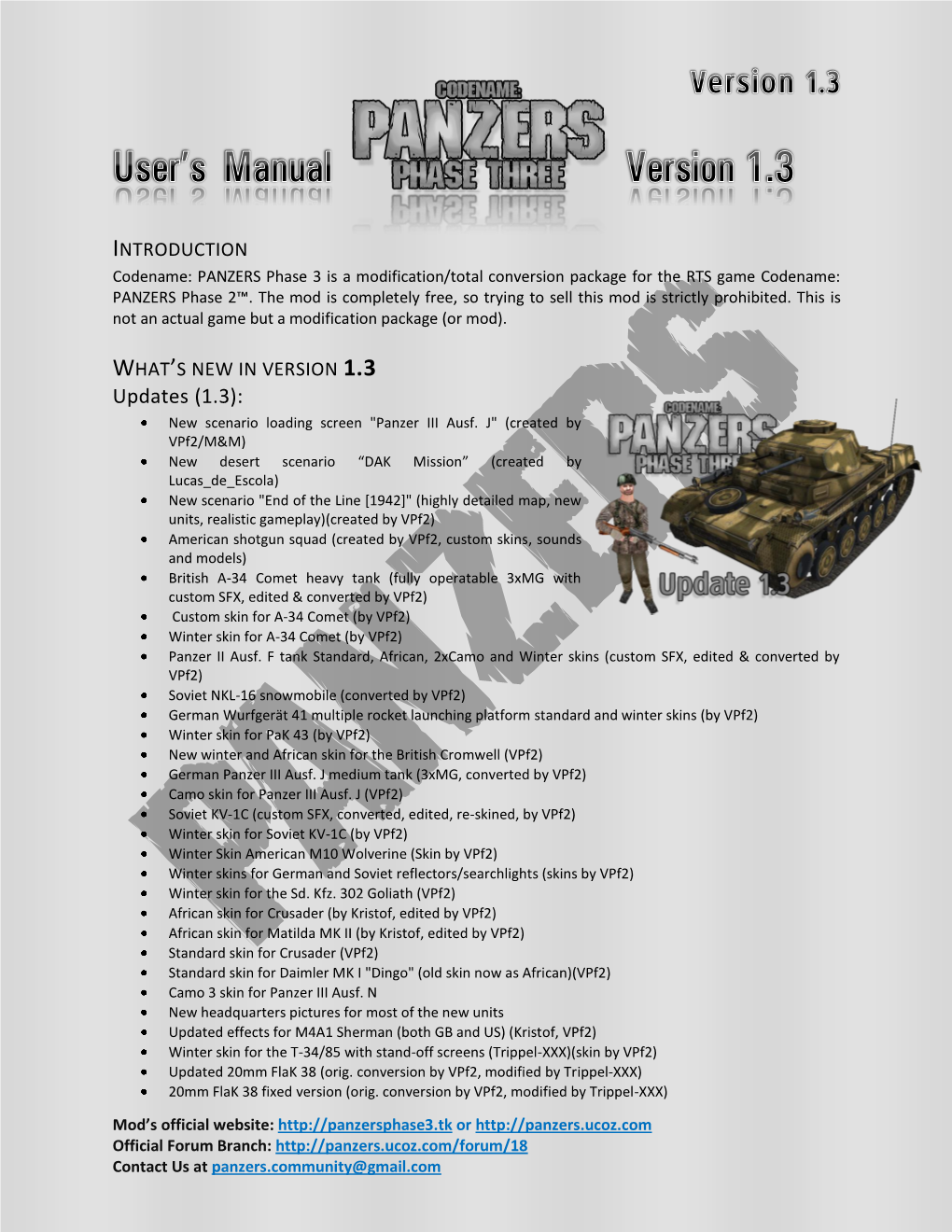 Updates (1.3): New Scenario Loading Screen "Panzer III Ausf