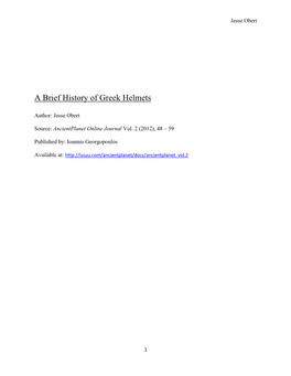 A Brief History of Greek Helmets