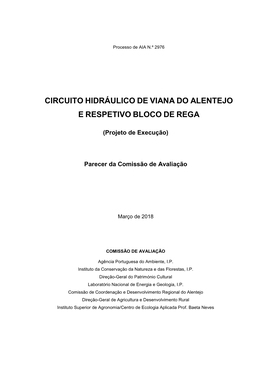 Circuito Hidráulico De Viana Do Alentejo E Respetivo Bloco De Rega 1 Parecer Da Comissão De Avaliação