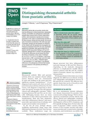 Distinguishing Rheumatoid Arthritis from Psoriatic Arthritis
