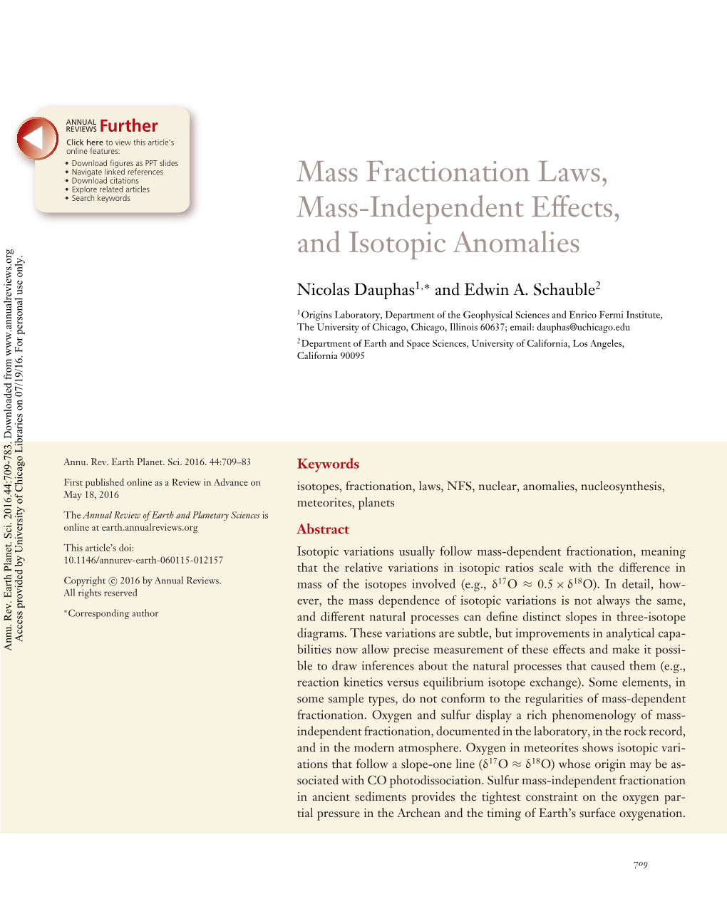 Mass Fractionation Laws, Mass-Independent Effects, and Isotopic Anomalies Nicolas Dauphas and Edwin A