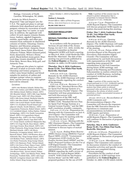 Federal Register/Vol. 75, No. 77/Thursday, April 22, 2010/Notices