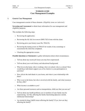 Case Management Examples Page - 1