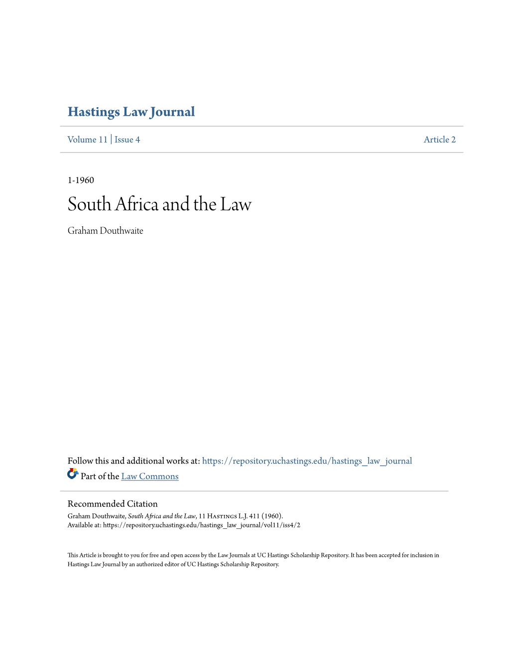 South Africa and the Law Graham Douthwaite