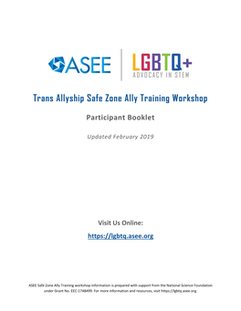 Trans Allyship Safe Zone Ally Training Workshop