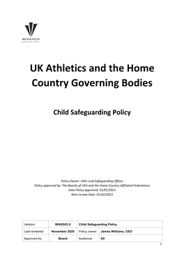 UK Athletics and the Home Country Governing Bodies