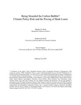 Being Stranded the Carbon Bubble? Climate Policy Risk and the Pricing of Bank Loans