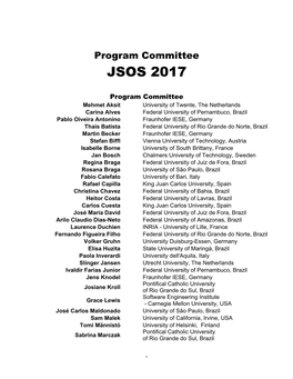 JSOS 2017 Program Committee