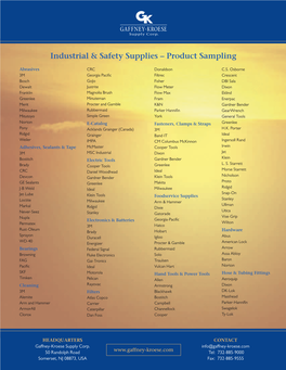 Industrial & Safety Supplies – Product Sampling