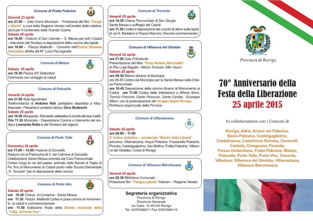 70° Anniversario Della Festa Della Liberazione 25 Aprile 2015