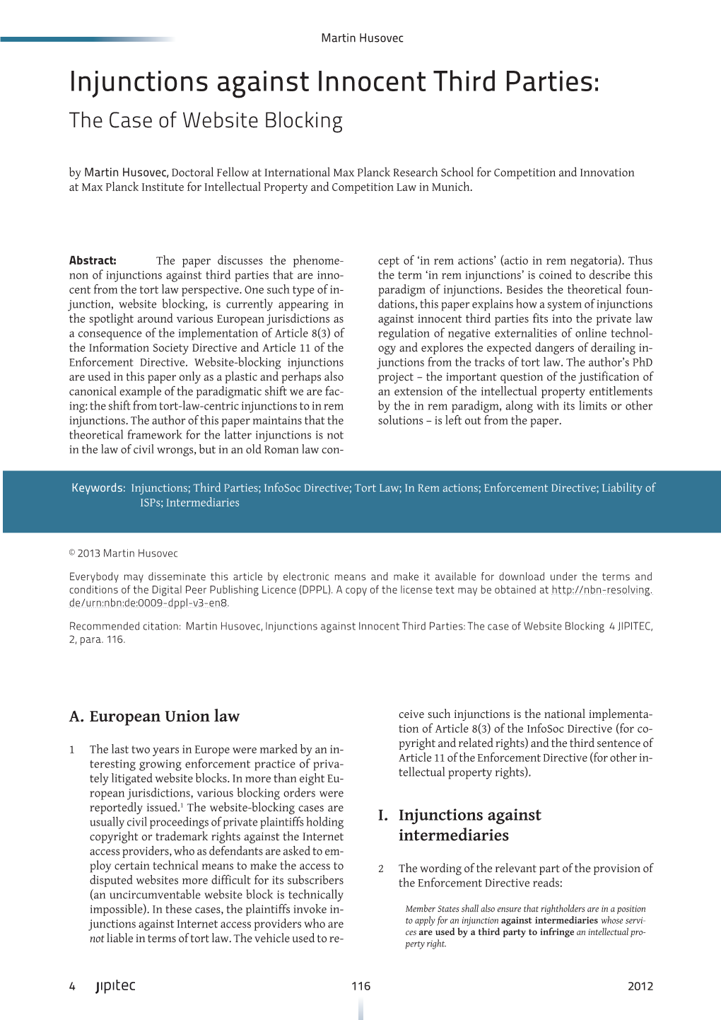 Injunctions Against Innocent Third Parties