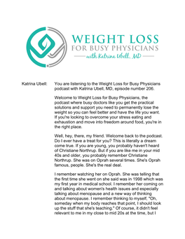 Katrina Ubell: You Are Listening to the Weight Loss for Busy Physicians Podcast with Katrina Ubell, MD, Episode Number 206