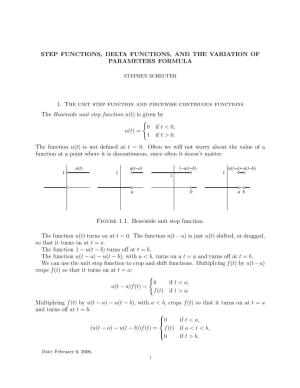 Step Functions, Delta Functions, and the Variation of Parameters Formula