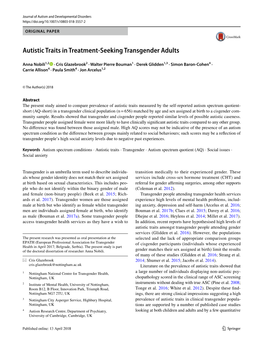 Autistic Traits in Treatment-Seeking Transgender Adults