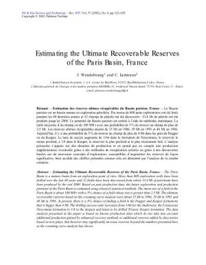 Estimating the Ultimate Recoverable Reserves of the Paris Basin, France