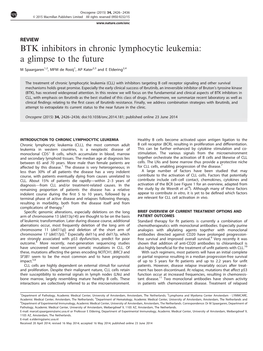 BTK Inhibitors in Chronic Lymphocytic Leukemia: a Glimpse to the Future