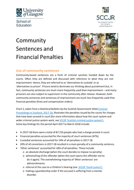 Community Sentences and Financial Penalties