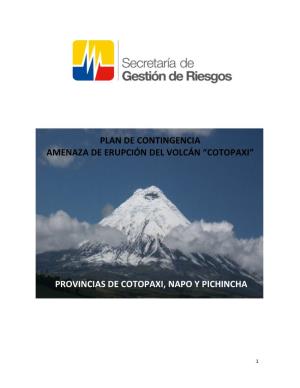 Plan De Contingencia Amenaza De Erupción Del Volcán “Cotopaxi”