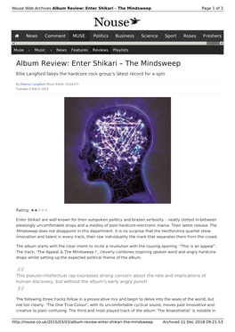Album Review: Enter Shikari – the Mindsweep | Nouse