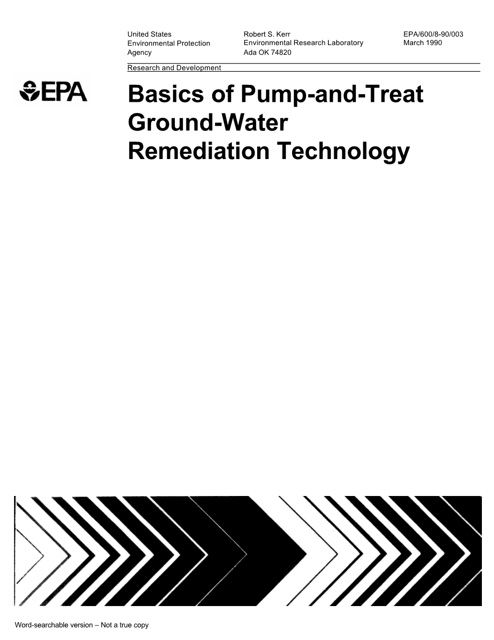 Basics of Pump-And-Treat Ground-Water Remediation Technology - DocsLib