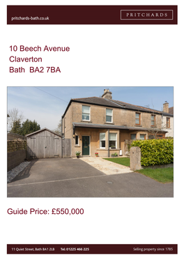10 Beech Avenue Claverton Bath BA2 7BA Guide Price