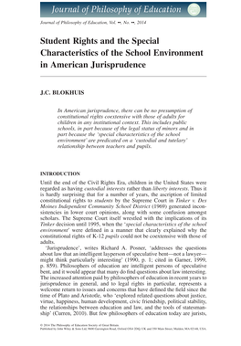 Student Rights and the Special Characteristics of the School Environment in American Jurisprudence