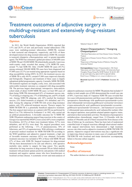 Treatment Outcomes of Adjunctive Surgery in Multidrug-Resistant And