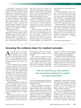 Growing the Evidence Base for Medical Cannabis