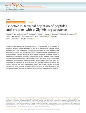 Selective N-Terminal Acylation of Peptides and Proteins with a Gly-His Tag Sequence