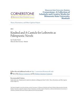 Kindred and a Canticle for Leibowitz As Palimpsestic Novels Sue Vander Hook Minnesota State University - Mankato