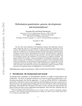 Deformation Quantization: Genesis, Developments and Metamorphoses