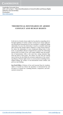 Theoretical Boundaries of Armed Conflict and Human Rights Edited by Jens David Ohlin Frontmatter More Information