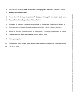 Cuticular Wax Coverage and Its Transpiration Barrier Properties in Quercus Coccifera L