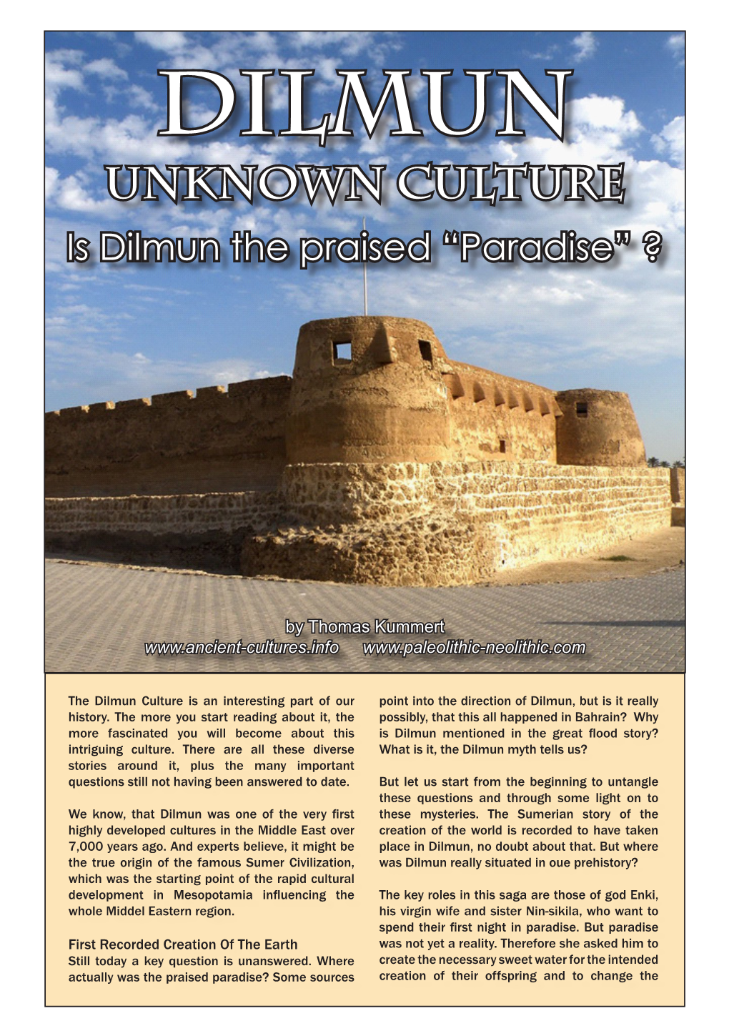 Dilmun Unknown Culture Is Dilmun the Praised “Paradise” ?