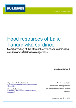 Food Resources of Lake Tanganyika Sardines Metabarcoding of the Stomach Content of Limnothrissa Miodon and Stolothrissa Tanganicae