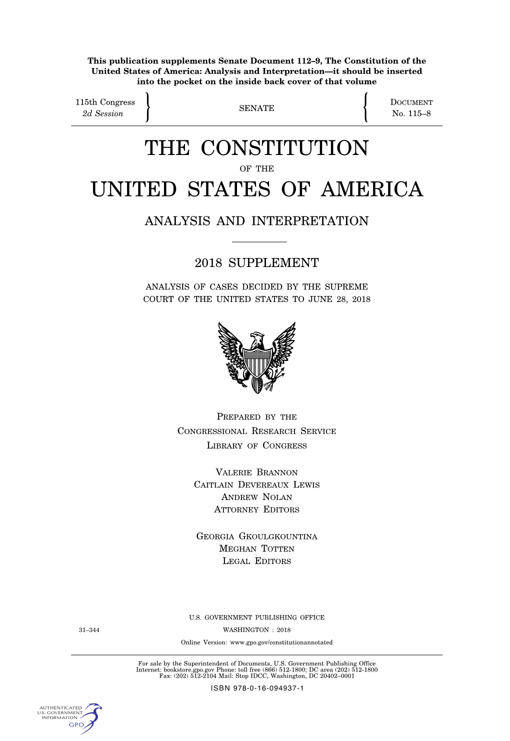 The Constitution United States of America