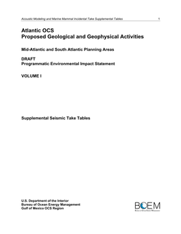 Draft PEIS Supplemental Seismic Take Tables