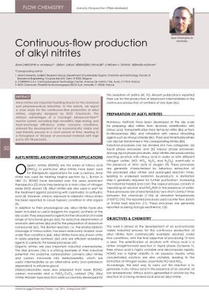 Continuous-Flow Production of Alkyl Nitrites, Originally Designed by BIOS Chemicals