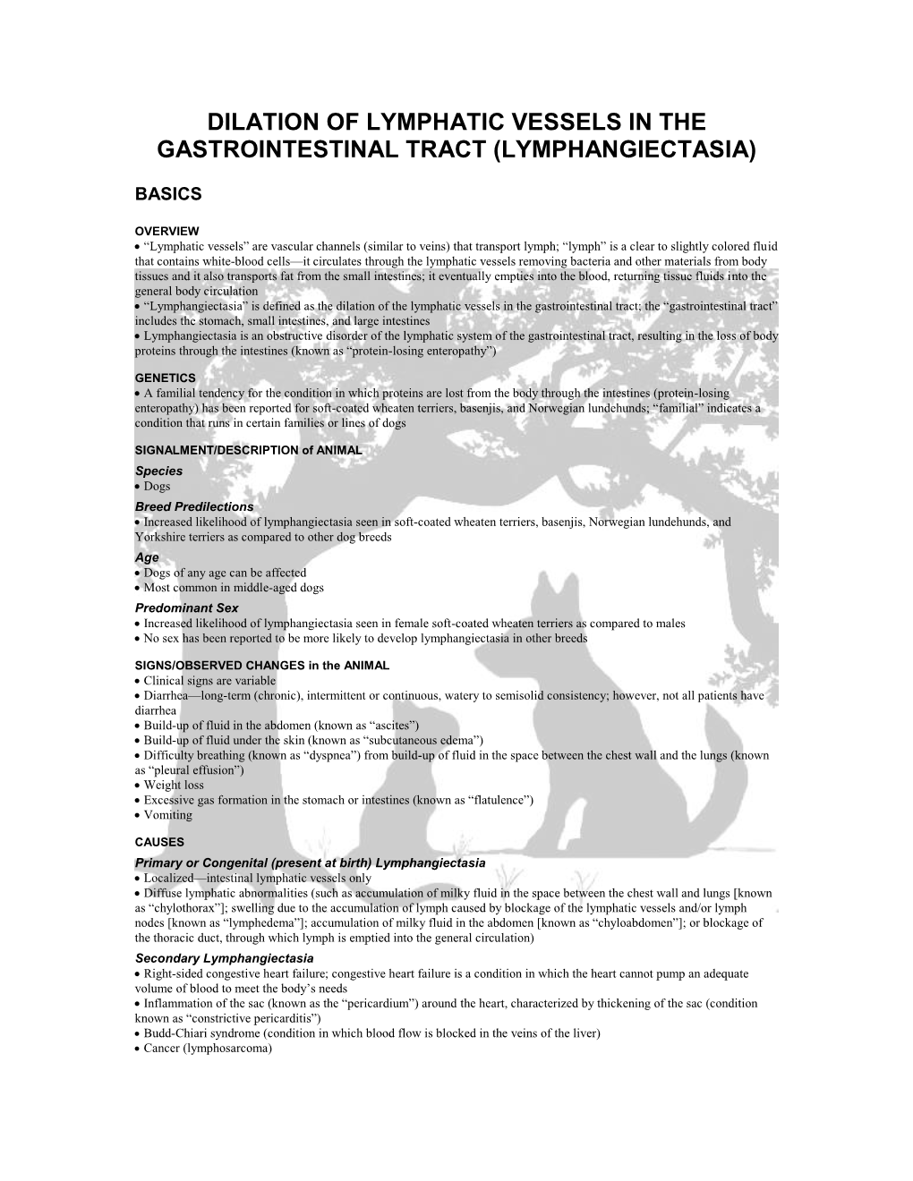 Lymphangiectasia)