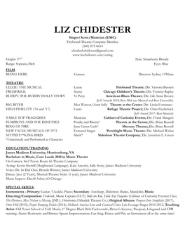 Liz Chidester's Acting Resume