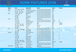 Home Fixtures 2018