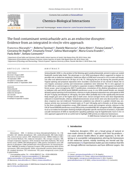 Chemico-Biological Interactions the Food Contaminant Semicarbazide