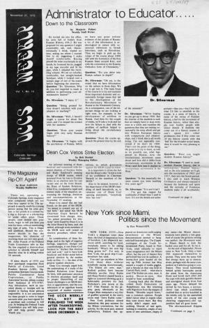 UCCS Weekly Vi, N14 (November 21, 1972)