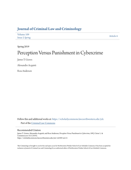 Perception Versus Punishment in Cybercrime James T