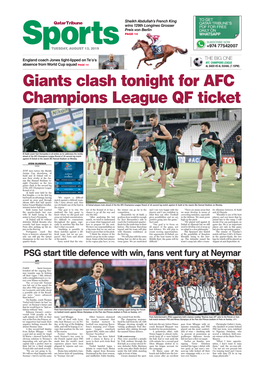 Giants Clash Tonight for AFC Champions League QF Ticket