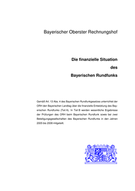 Die Finanzielle Situation Des Bayerischen Rundfunks